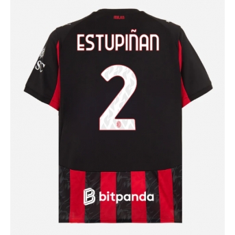 Billige Fotballdrakt AC Milan Pervis Estupinan #2 Replika Hjemmedrakt 2025-26 Kortermet